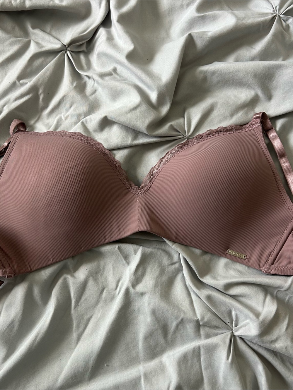 Nautica (34C) Pink Wireless Lace Bra